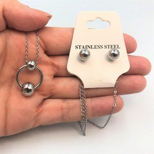 Stainless Steel Balls Necklace and Earrings